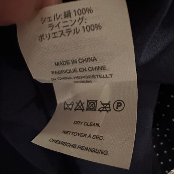 J Crew Collection Silk Polka Dot Trench Dress Gilbert Blue White Size 2 - Picture 16 of 16